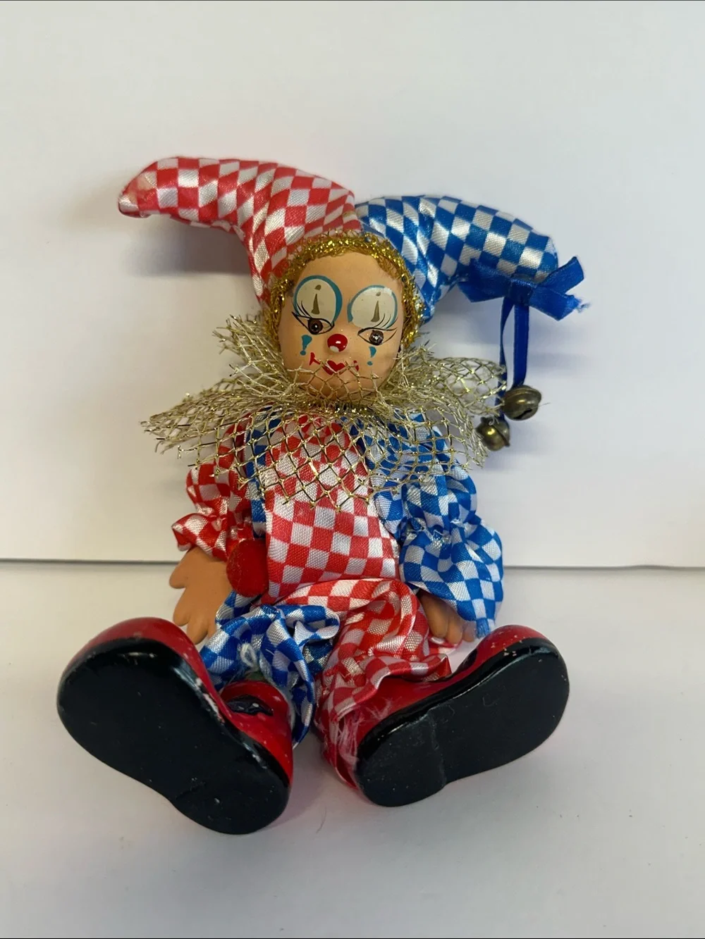 Red and Blue Jester Clown Doll